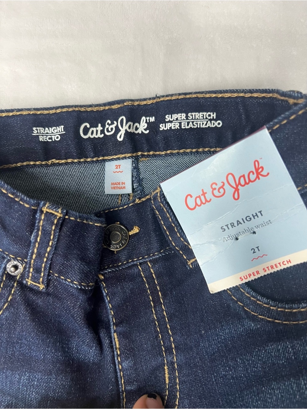 Cat & Jack Straight Super Stretch Jeans - Dark Indigo